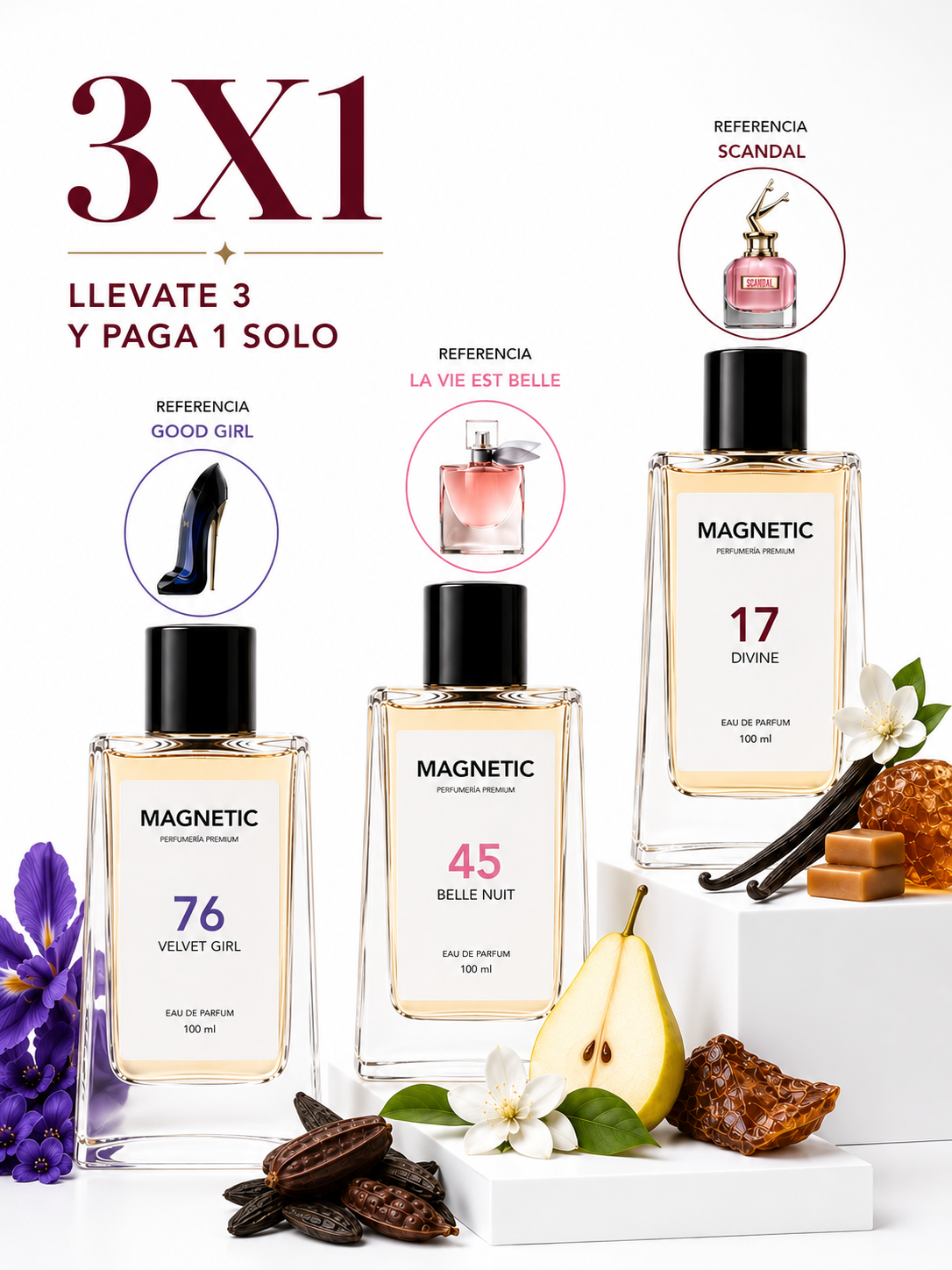 Pack 3x1 – Belle Nuit 45 + Belle Nuit 76 + Divine 17